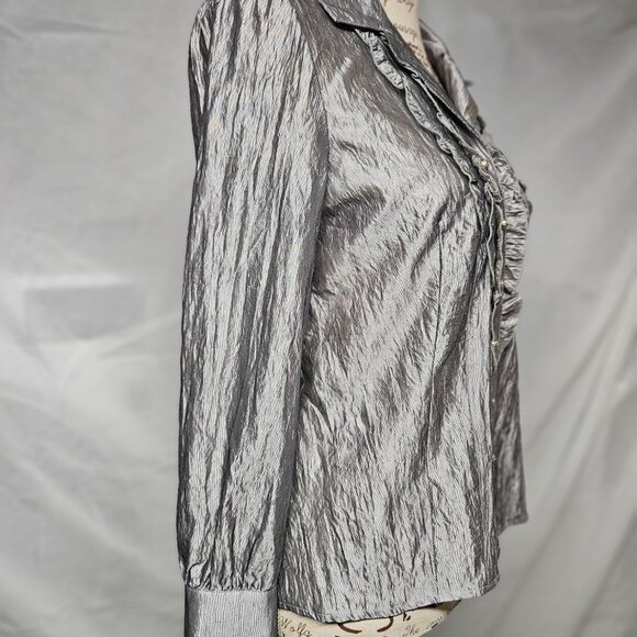 3/$25 Tuxedo Blouse - silver - Picture 3 of 8